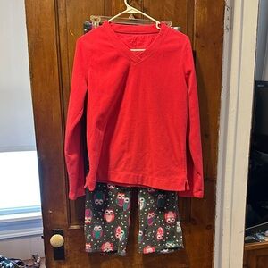 Joe Boxer Red and Gray Pajama Set with Owl Design